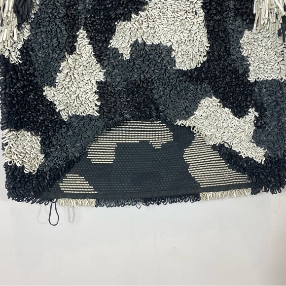 Fendi Vintage Leather Fringe Appliqué Pencil Skirt Size IT 40 US 4 Black White - Picture 4 of 6